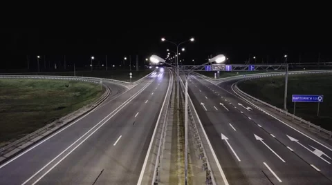 Freeway traffic at night. Timelapse Stock Footage 42796391