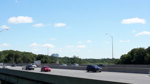 Freeway traffic on an overpass Stock Footage 26576691