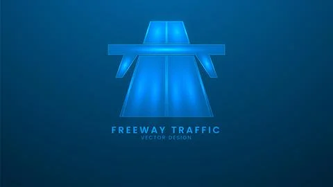 Freeway traffic, road highway. Vector illustration with light effect and neon Stock Illustration