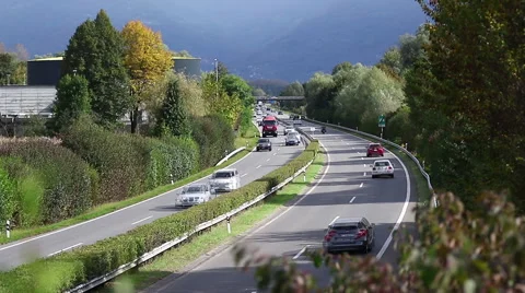Freeway traffic seen from an overpass video footage Video stock 68808566