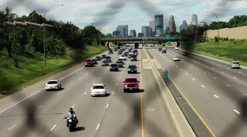 Freeway traffic through fence Video stock 48366823
