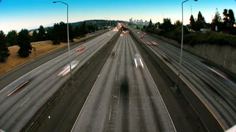 Freeway wide angle lens Stock Footage 8567977