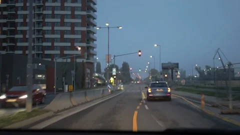 Freeway within the city limits. The flow of cars. Car traffic jams. Stock Footage 220227305