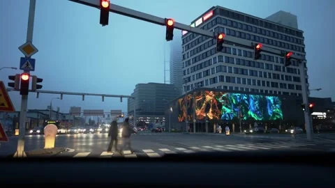 Freeway within the city limits. The flow of cars. Car traffic jams. Stock Footage 220227308