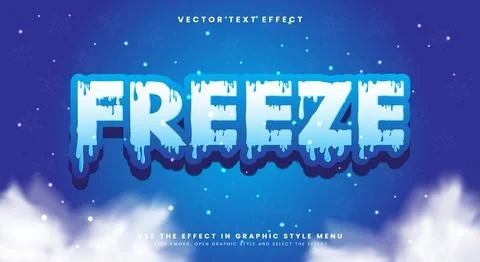 Freeze 3d editable text effect template Stock Illustration