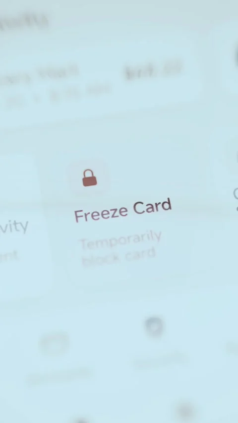 Freeze Card Control On Minimal White Mobile Banking Screen 4K Stock Footage 341854614