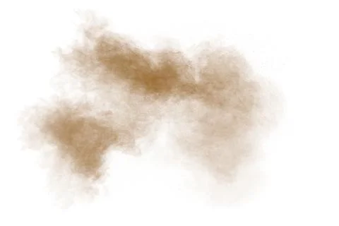 Freeze motion of brown dust explosion. Stopping the movement of brown powde.. Stock Illustration