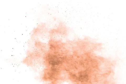 Freeze motion of brown powder exploding. Abstract design of brown dust cloud Stock Photos