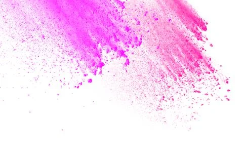 Freeze motion of colored powder explosion isolated on white background. Stock Photos