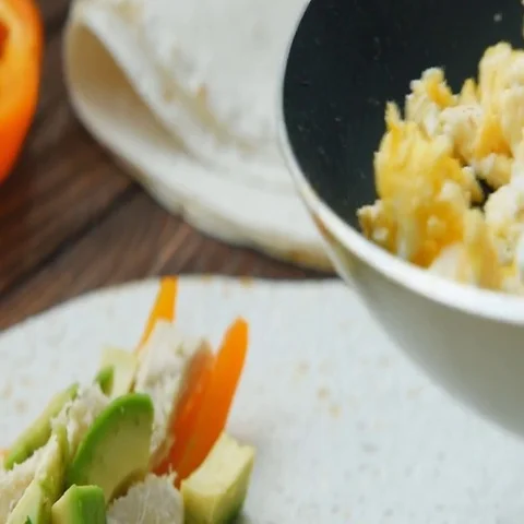 Freezer breakfast burritos served on corn tortilla Stock Footage 69512274