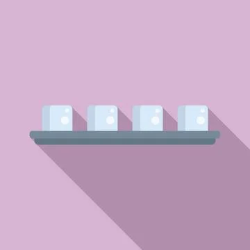 Freezer ice cube tray icon flat . Water container Illustrazione stock