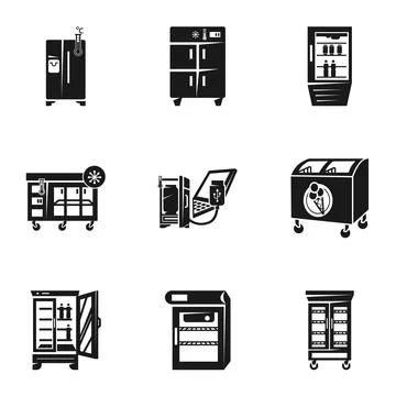 Freezer icon set, simple style Stockillustratie