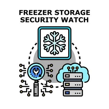 Freezer storage security watch protecting data information Stock Illustration
