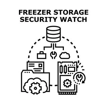 Freezer storage security watch protecting data information Stock Illustration