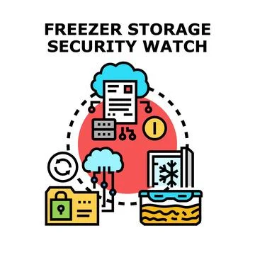 Freezer storage security watch system monitoring data Stockillustratie