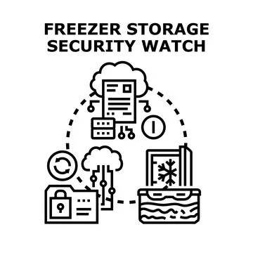 Freezer storage security watch system monitoring data Stock Illustration