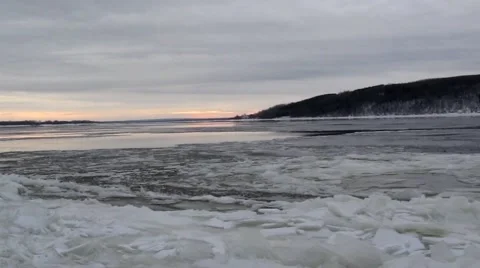 Freezing on the big river Stock Footage 46218936