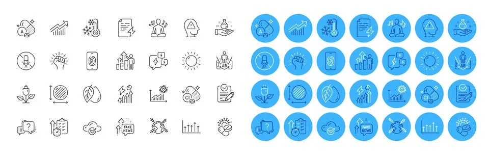 Freezing, Cloud computing and Growth chart line icons pack. For web app. Color Ilustração Stock