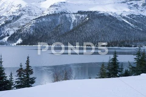 Freezing Cold Winter Lake Scene Stock Photos