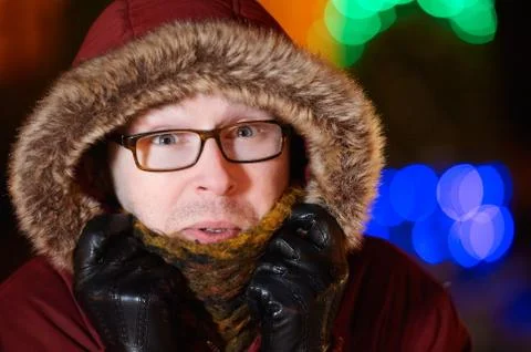 Freezing Man with glasses Stock Photos