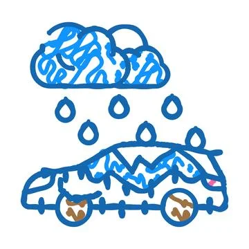 Freezing rain disaster icon doodle illustration Stock Illustration