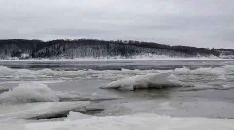 Freezing on the river 1 Stock Footage 46218934