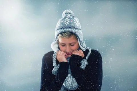 Freezing in snowstorm Stock Photos