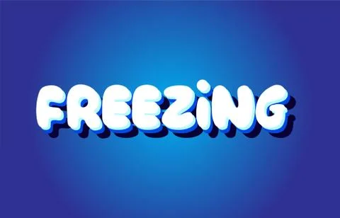 Freezing text 3d blue white concept vector design logo icon Stock Illustration