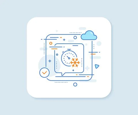 Freezing timer line icon. AC cold temperature sign. Vector Stock Illustration