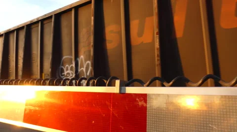Freght train rusty wagons passing by Stock Footage