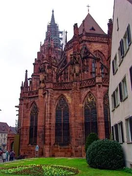 Freiburg Minster red sandstone facade in Freiburg Germany Stock Photos