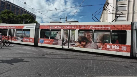 Freiburg Trams Moving Through City Streets Stock Footage 339630871