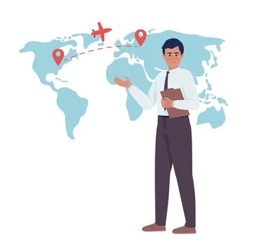 Freight air delivery control flat concept vector illustration Stock Illustration