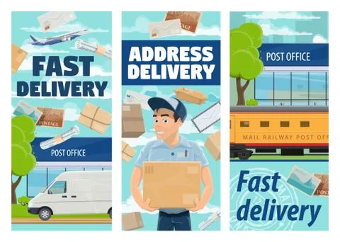 Freight and parcels mail delivery, mailman Illustration
