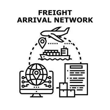 Freight arrival network delivering global logistics solutions Stock Illustration