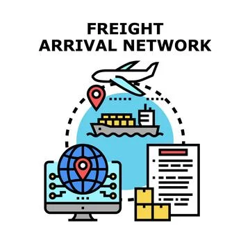 Freight arrival network delivering global logistics solutions Stock Illustration