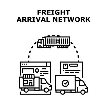 Freight arrival network logistics delivery tracking Illustrazione stock