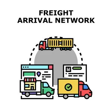 Freight arrival network logistics delivery tracking Stock Illustration