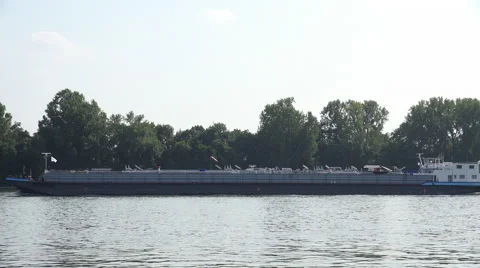 Freight Barge on the River Stock Footage 68028952