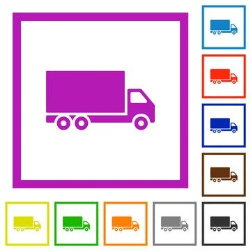 Freight car flat framed icons Stockillustratie