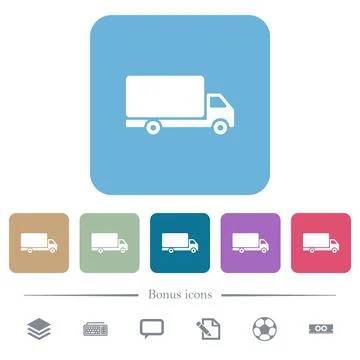 Freight car side view flat icons on color rounded square backgrounds Illustrazione stock