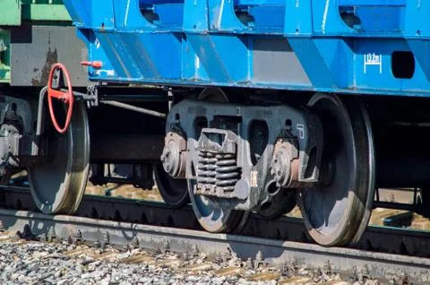 Freight car wheels Stock Photos