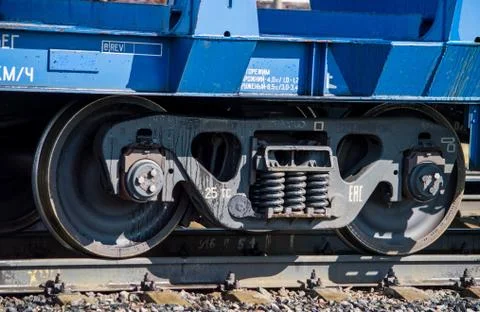 Freight car wheels Stock Photos