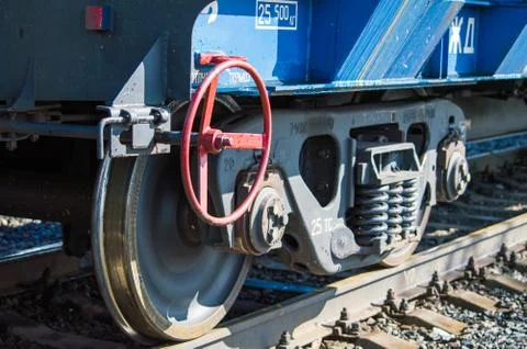 Freight car wheels Stock Photos