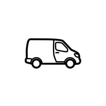 Freight cargo delivery van vehicle outline icon for business logistics Stock Illustration