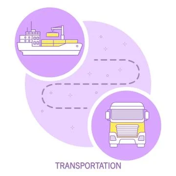 Freight cargo icon.Cargo transportation from ship to truck. 스톡 일러스트