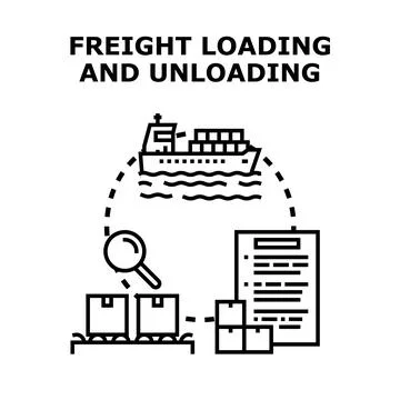 Freight cargo shipping loading unloading logistics concept Stock Illustration