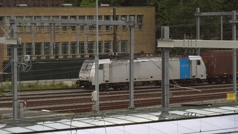 Freight cargo train passing Stock Footage 112361255