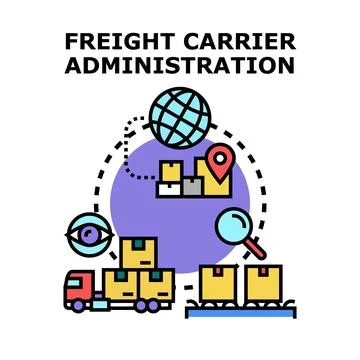 Freight carrier administration managing global delivery logistics Stock Illustration