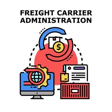 Freight carrier administration managing logistics process Stock Illustration